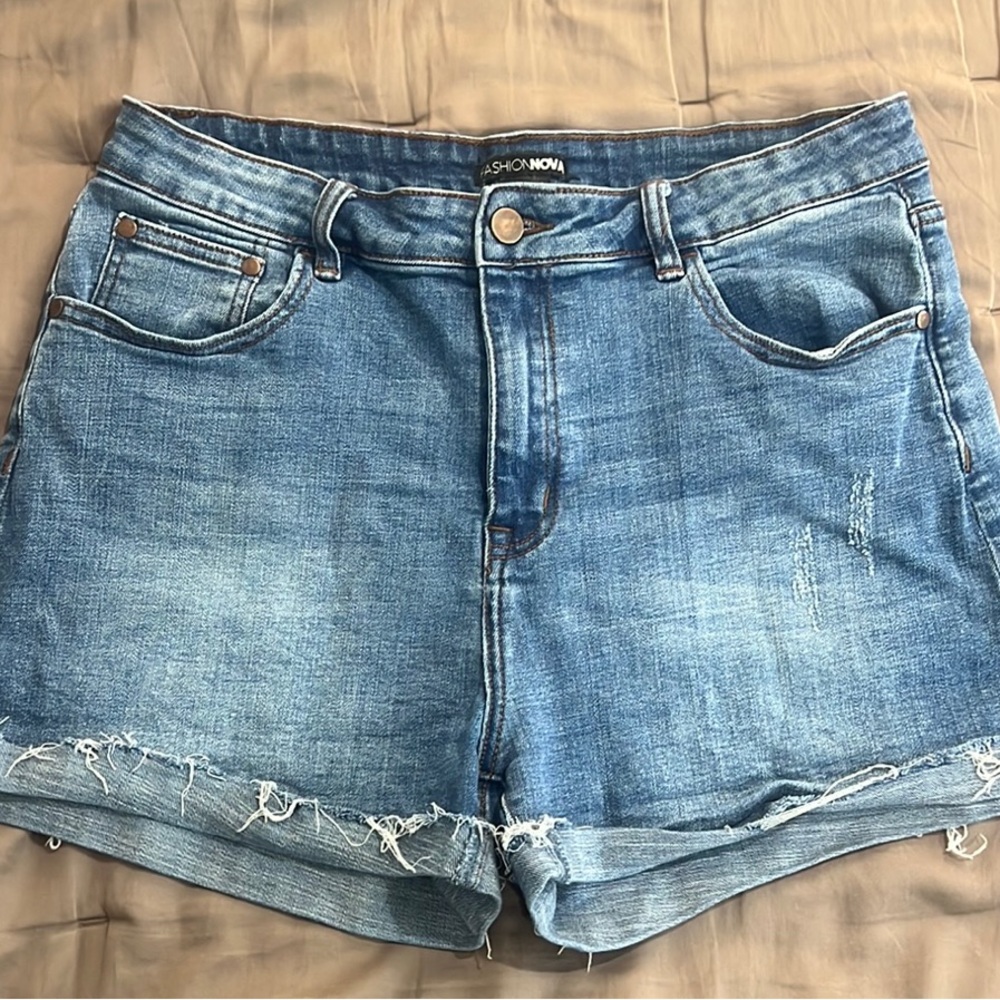 Fashion Nova Distressed Blue Jean Shorts